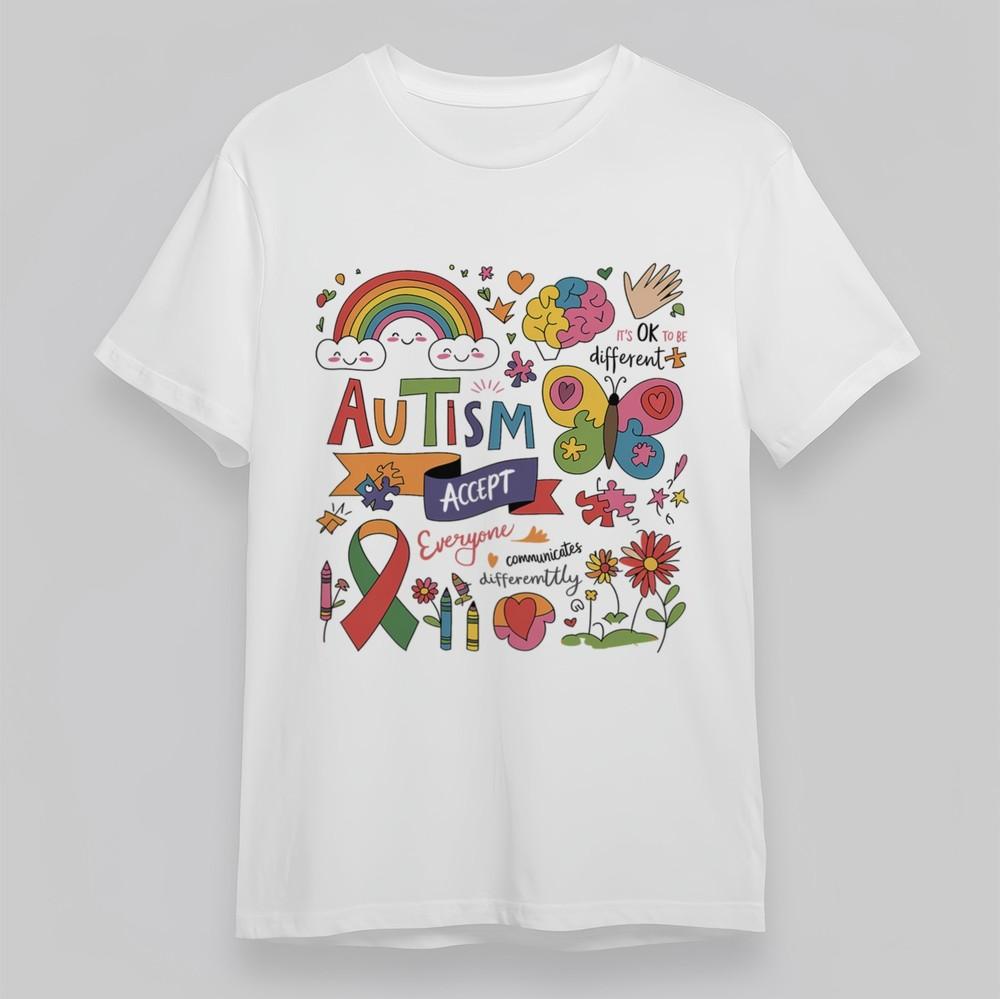 

Women s Plus Size All Season Classic T-Shirt Autism Rainbow Graphic Symbolic Tee XL
