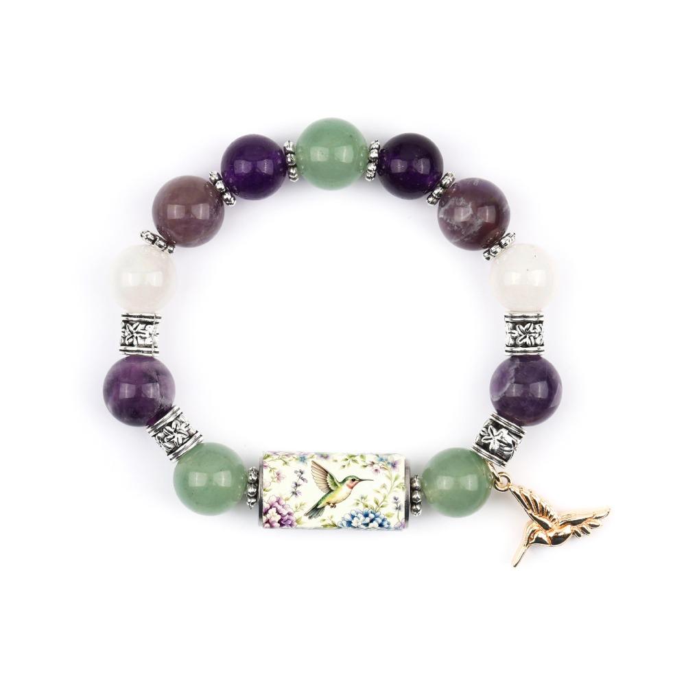 with Pendant Hummingbird Bracelet Elastic Beaded Bracelet Metal Tube Crystal Bracelet  Party Favors