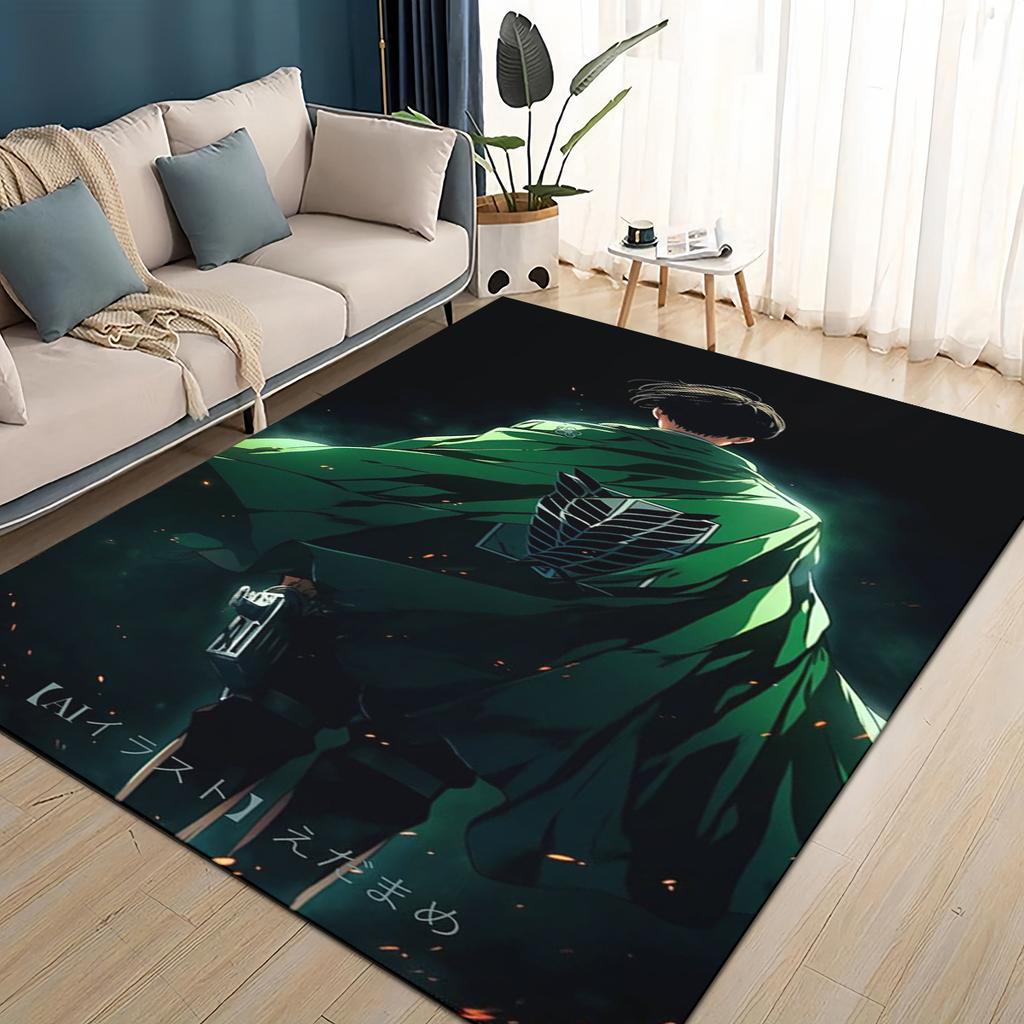 3D Cartoon Attack On Titan Eren Mikasa Anime Carpet Rug for Living Room Bedroom Home Sofa Decoration,kid Play Non-slip Floor Mat