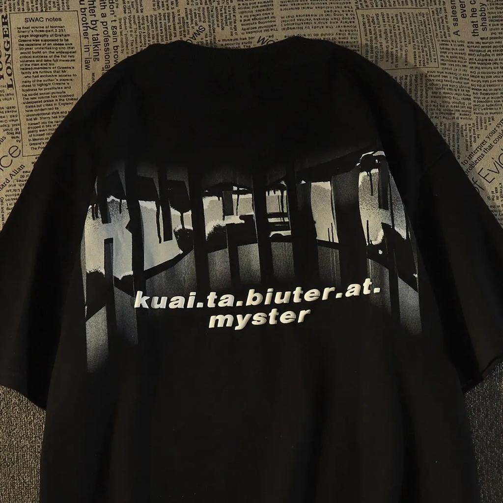 Men'S T Shirts Summer Beach Harajuku Casual Loose O-Neck Oversize Women Y2K Short Sleeve Tops Beach Tees Fashion Retro Printing