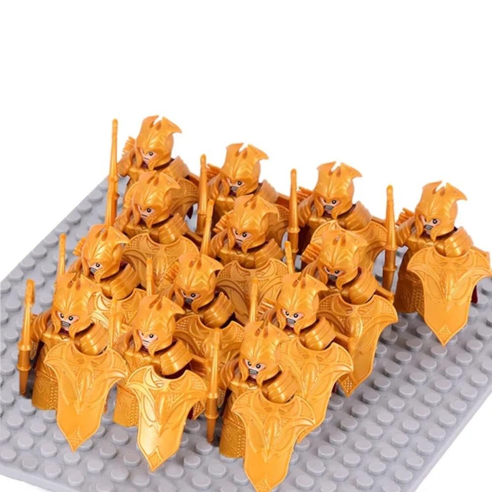 13Pcs Mini Gondor Battle Spearman Body Gurad Infantry VS Roman Solider Eomer Rohan Warriorr Figures Blocks Set Toys for Kids