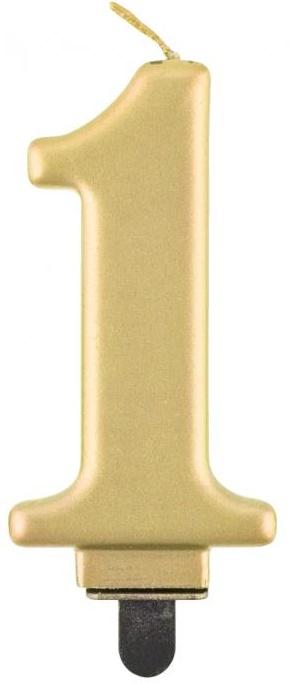 Świeczka Cyfra 1 Jeden Metaliczna Złota 8Cm