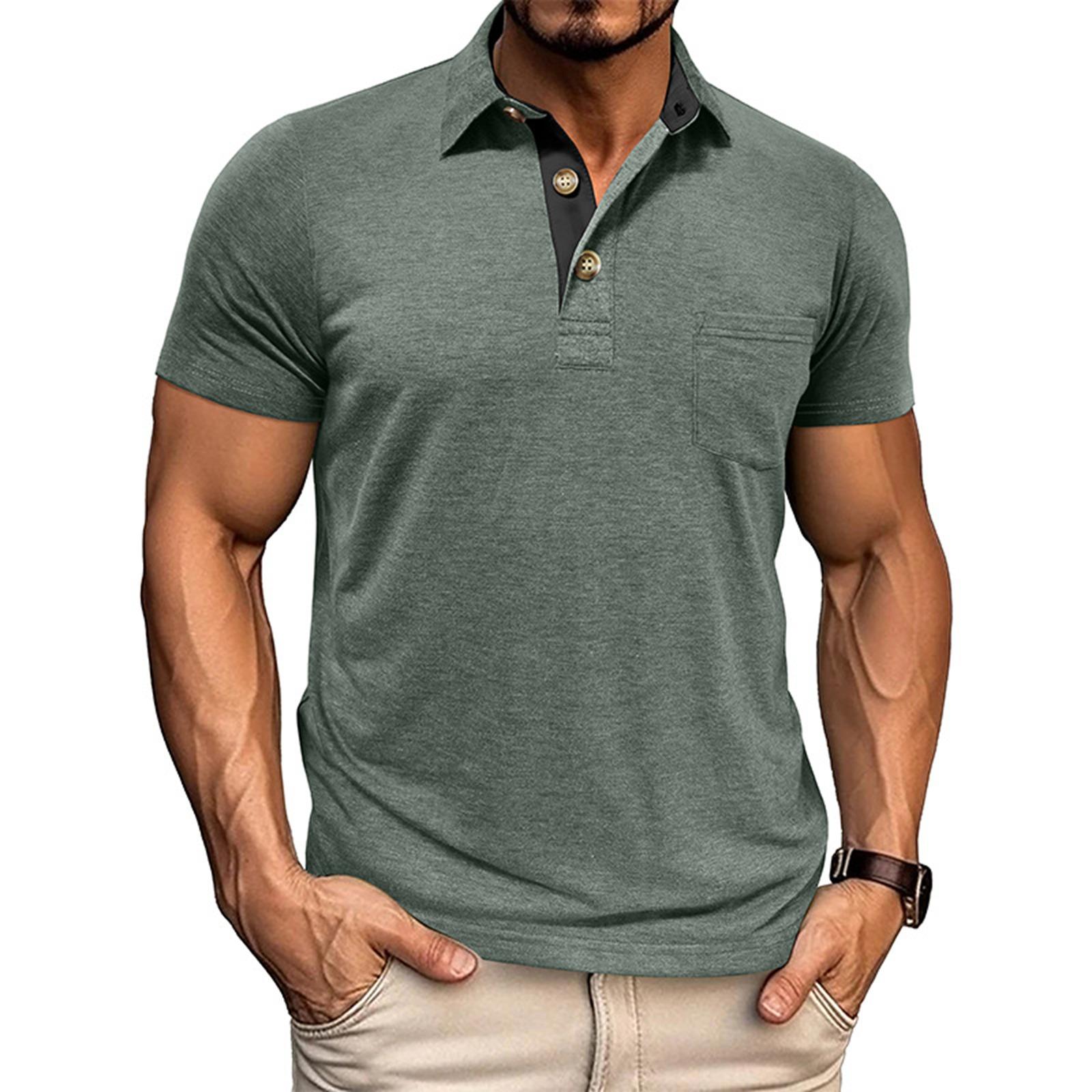 

Men s Solid Color Short Sleeve Tops Men s Casual Fashion Short Sleeve Tops XL зелений