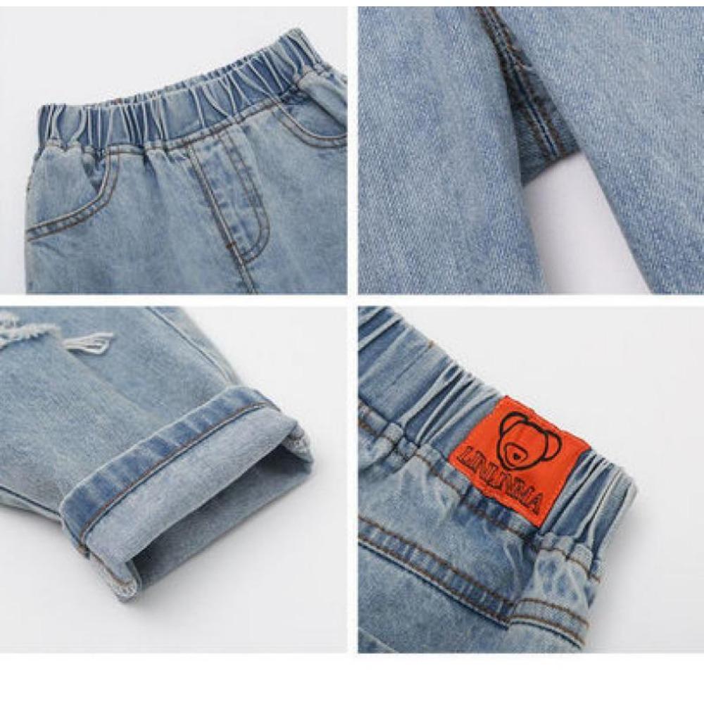 Sommer Destroyed Jeans Frühling und Herbst Styles Lockere Passform für Jungen Cropped Hosen für Mädchen Dünnes Design