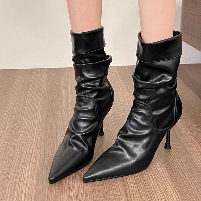 Back Zipper High Heels Gothic New Women'S Pointed Toe Ankle Boots Designer Casual Party Comfortable Ladies Nude Boots