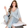 Pajamas Women'S Spring And Autumn Silky Satin Long Sleeve Women'S Pajamas Homewear Set Sexy Colorful Lace Premium Sense