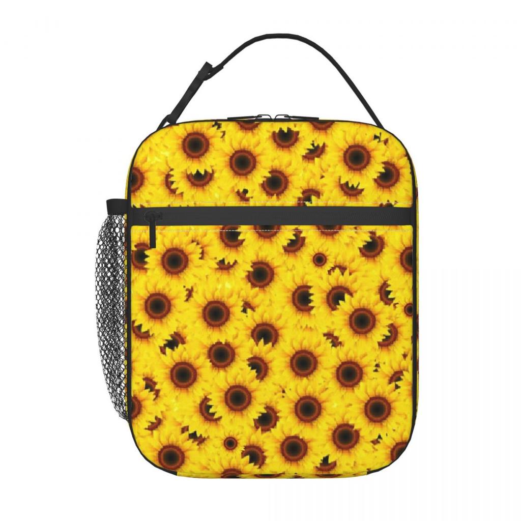 Sunflower Pattern Insulated Lunch Bag for Women Children Portable Food Boxes Thermal Lunch Box Tote