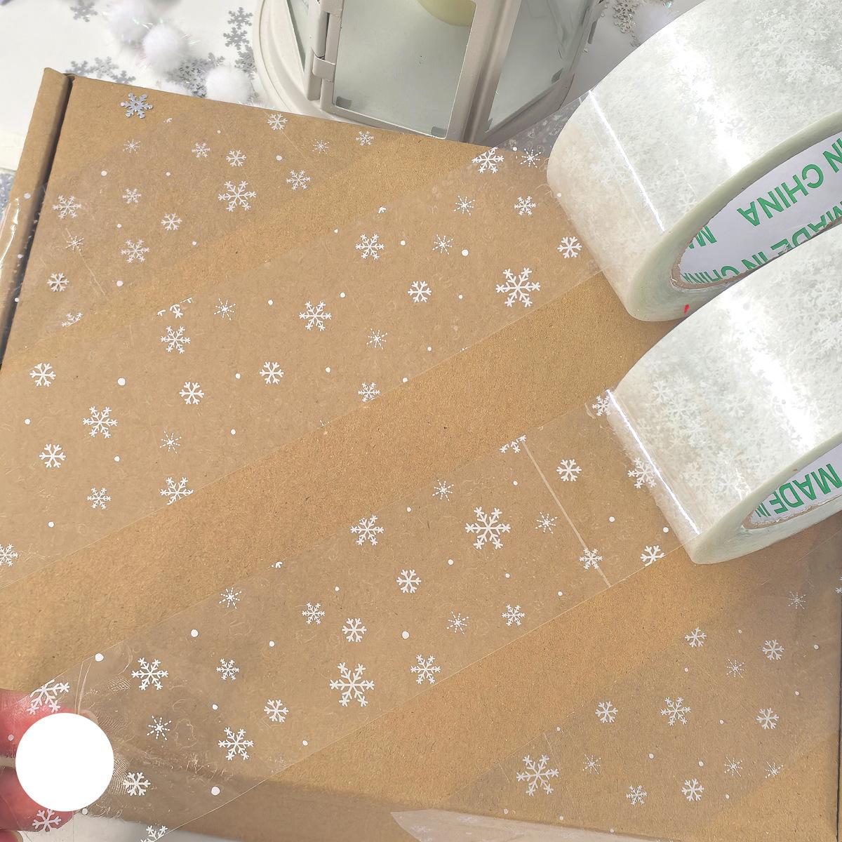 

100M Ins Cute Winter Snowflake Transparent Tape Express Box Carton Packing Tape Scrapbook Journal Landscape Decoration Sticker