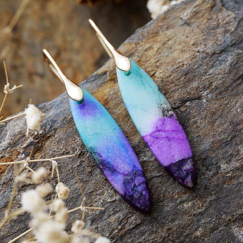 Simple and High-quality Leaf Emperor Stone Pendant Earrings and Earrings, Popular Natural Stone Jewelry In Europe and America