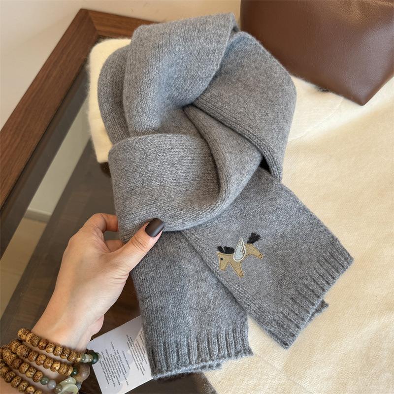New Year's Anchor Red Woolen Scarf Women's Autumn and Winter High Quality Thick Warm Knitted Scarf Christmas Gift