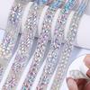 1Yard/90cm Self-Adhesive Rhinestone Trim DIY Multi-color Crystal Rhinestone Trimming Tape AB Color Iron On Crystal Tape