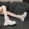 Women's Boots 2026 Autumn/Winter New British Style Plush Fashion Thick Bottom Motorcycle Boots Lace Comfort Zipper Snow Boots