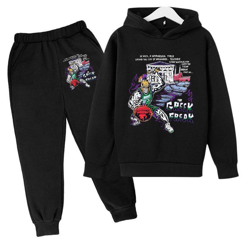 Warm Casual Hoodie Soldier Pattern Colorful Printing Fashionable Comfortable Long Sleeved Children's Set