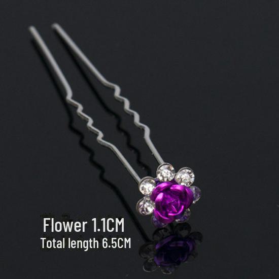 

Популярная заколка для волос из сплава с бриллиантами и розой U-образная свадебная шпилька для волос розы красного