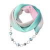 Stylish Cotton Linen Infinity Scarf with Beaded Chain Necklace – Women’s Gradient Color Scarf for Boho & Casual Fashion