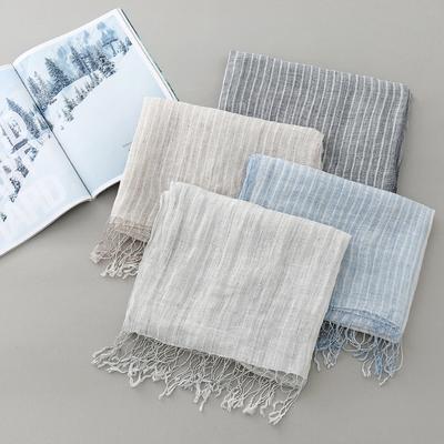 Sciarpa Quadrata Estiva in Lino Giapponese Sciarpa Quadrata Moda Versatile Strisciata Cotone e Lino Sciarpa da Spiaggia Protezione Solare Sciarpa di Seta