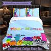 Personalized 3Pcs Bedding SetNumberblock Custom Text Duvet Cover Pillowcase Set Bedroom Gift
