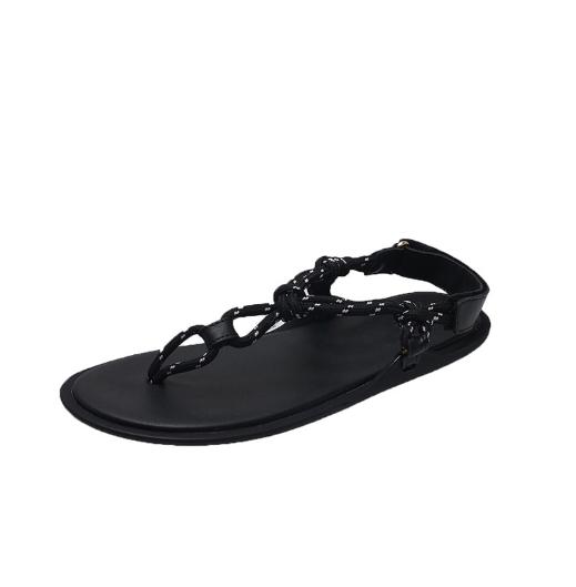 Fashion Beach Roman sandals hemp rope thick bottom Velcro flip flops new style clip toe lazy all-match