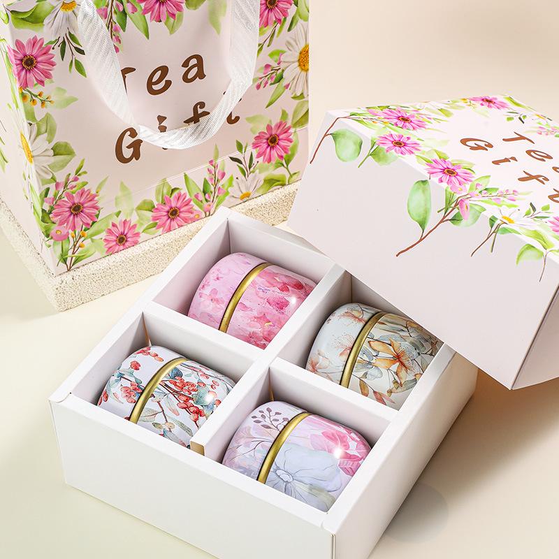 Goddess Festival Gift Box: Peach Osmanthus Oolong & Rose Black Tea in Small Iron Cans