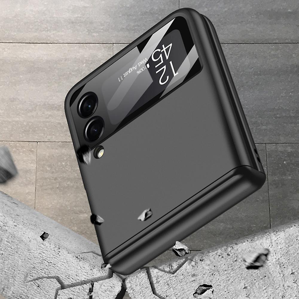 Hinge à Absorption Coque Rigide en PC pour Samsung Galaxy Z Flip3 5G Housse de Téléphone avec Verre Trempé Intégré