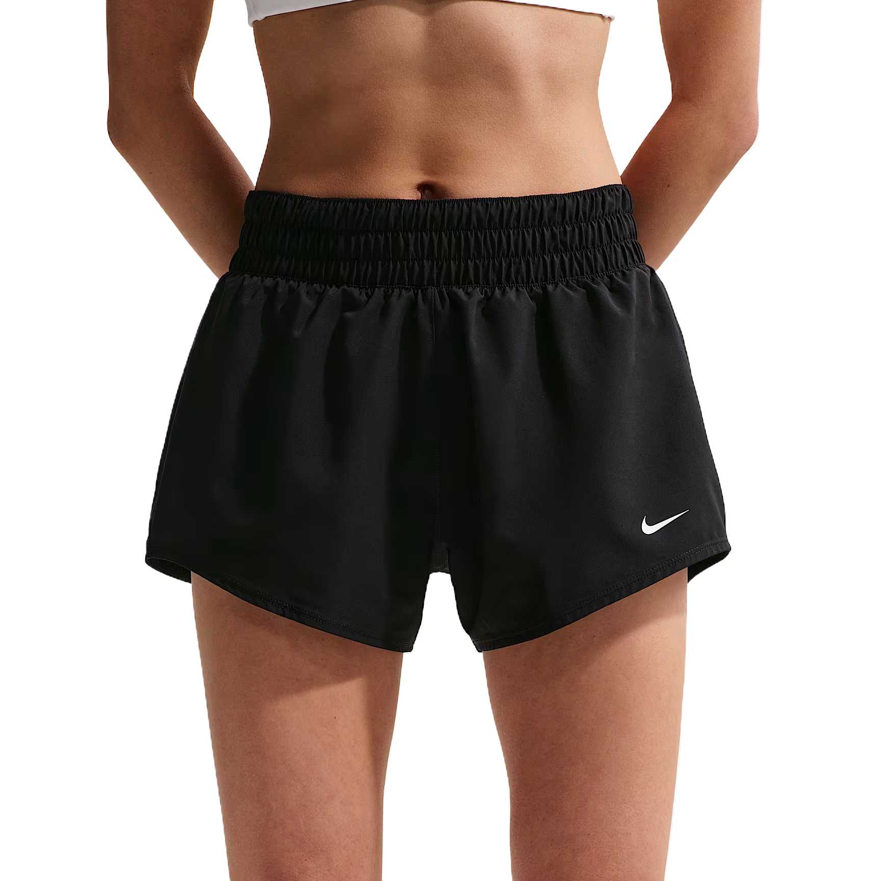 Nike Женские спортивные шорты Dri-Fit One с высокой талией, однотонные, отводящие влагу, DX6011-011 XS