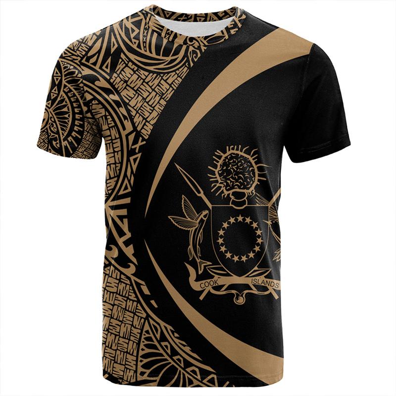 Cook Island 3D Print T Shirt For Men Clothes Round Neck Short Sleeves Casual Tops Polynesian Tshirt Streetwear Oversized T-shirt