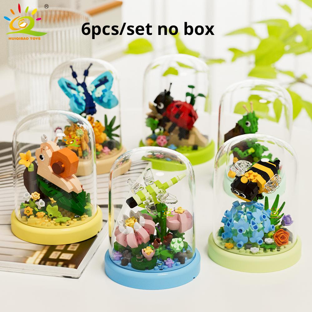 MOC Insect and Flower Display Box Micro Building Block Butterfly Mini Diamond Model Brick Toy for Children Desk Decor.