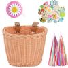 Bicycle Basket Rattan Wicker Bike Front Basket for Small Dogs Cats Pet Carrier Bag Waterproof for Camping Cycling Accessories