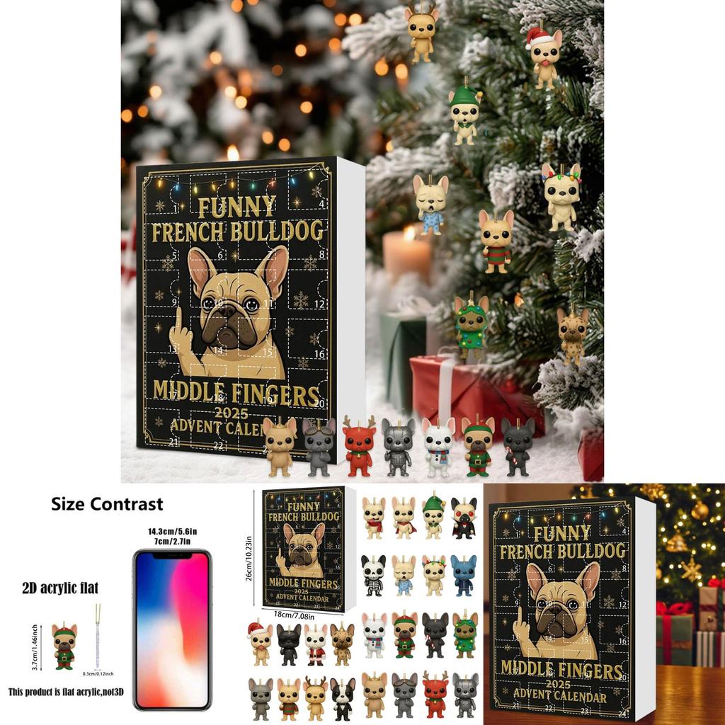 Christmas Dog Acrylic Hanging Ornament With Humorous Middle Finger Design For Holiday Decor