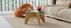 Modern Square Side Table Made of Safety Glass - 80 cm Side Length. Table Legs Made of MDF with Light Wood Veneer. Ideal for Dining Room, Living Room.