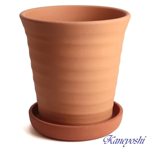 KANEYOSHI Ceramic Flower Flower with 8 Made in Japan with Reliable Domestic Quality Mikawa-yaki Pot, Road, Red-Glazed, No. Plate,