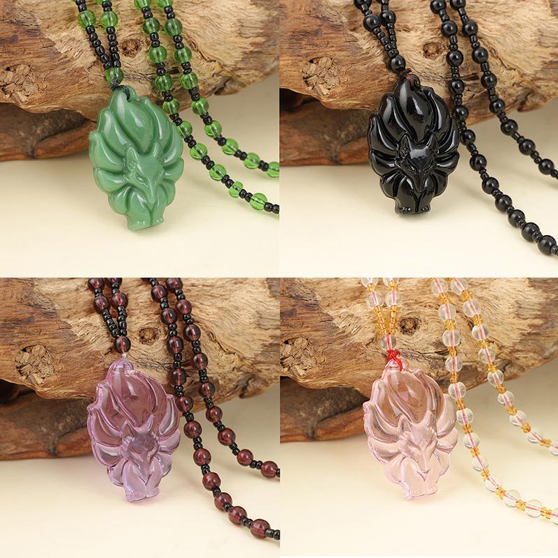 Fox Pendant Necklace Chinese Amulet Nine Tailed Fox Necklace Versatile Men'S And Women'S Long Sweater Chain Jewelry