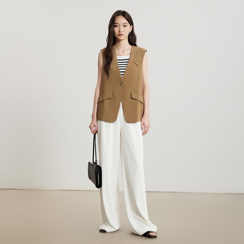 Gejin Women's Mid-Length Solid Vest Jacket