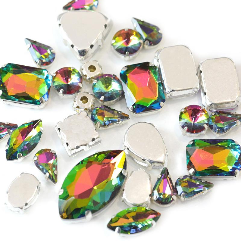 Mixed Claw Drill Glass Plated AB Crystal Sewing Drill Rhinestones Single Claw DIY Jewelry Accessories Wedding Clothing Accessories