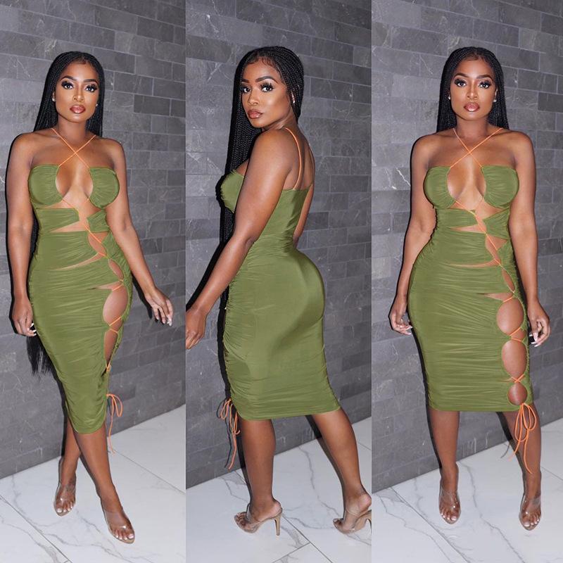 olive green club dress