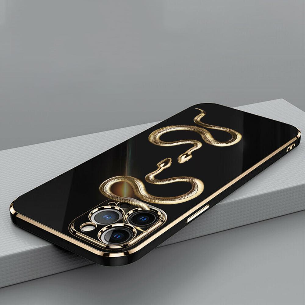 

N71 Черно-золотой змеиный край Мягкие чехлы для телефонов TPU для Xiaomi 14 Poco M5s X5 F6 Redmi 13C 12C 8 Note 12 10 11 13 Pro Plus противоударный чехол Redmi 12 4G