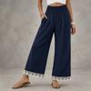 Women's Bohemian Cotton Linen Straight Leg Loose Fit Casual Pants for Summer