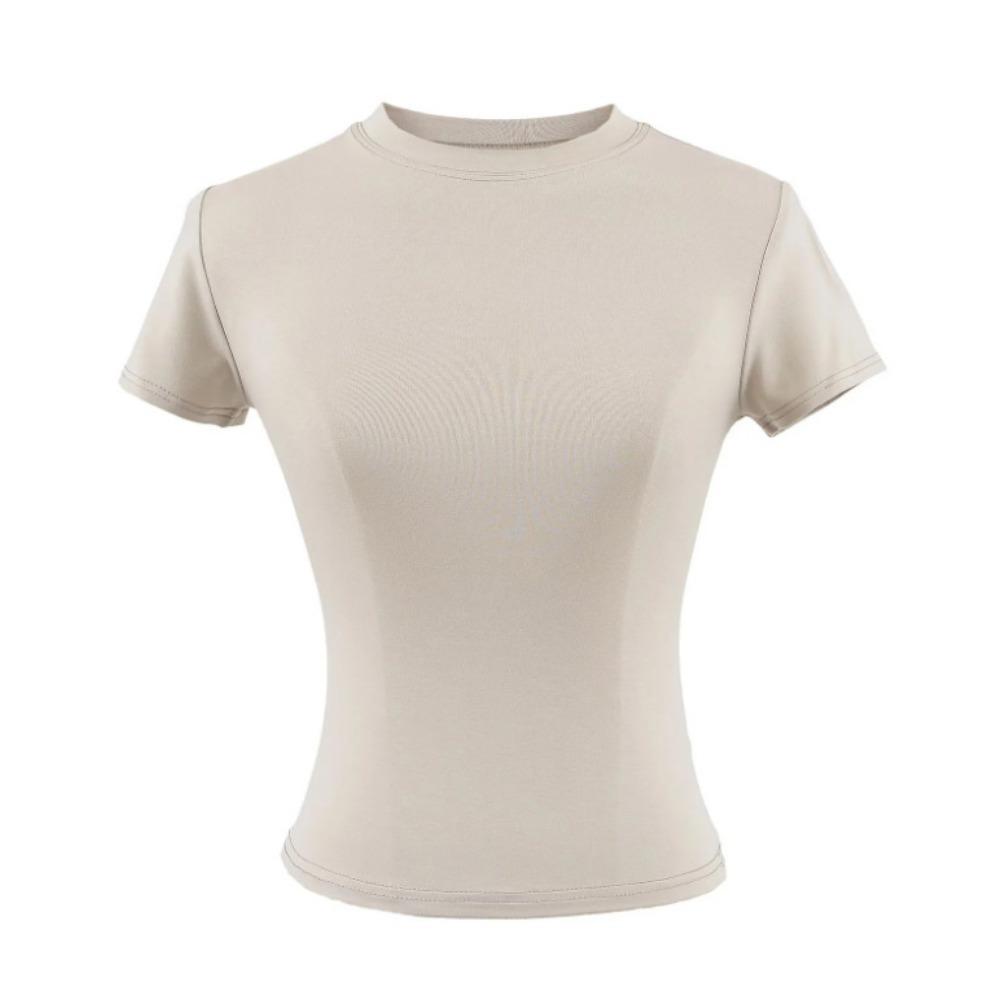 Summer New Spice Girls Solid Kardashian Same Round Neck Slim Fit Short Bottomed Shirt Basic Short Sleeve T-shirt