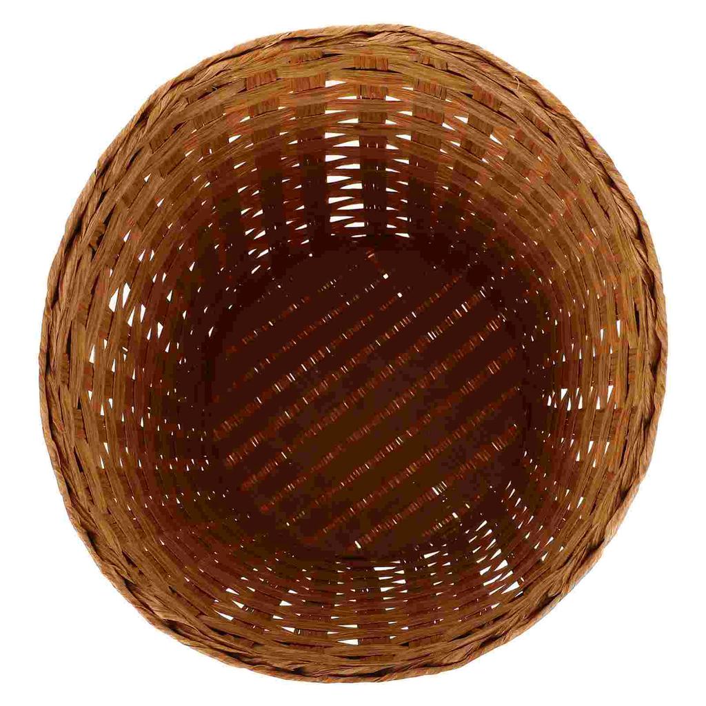 Wicker Trash Can Rattan Waste Basket Small Round Garbage Bin Seagrass Woven Basket Plant Flower Pot Rubbish Recycling Bin