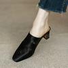 Brand Designer Muller Shoes High-Quality Sheep Suede Comfortable High Heel Slippers Simple Home Slippers Daily Casual Shoes