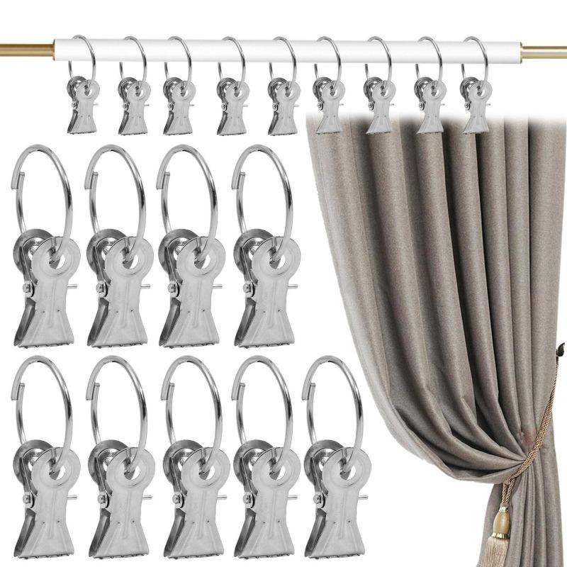 10/50x Gancio Metallico per Tende Anelli per Tende Clip per Asta Molletta per Doccia Fibbia Argentata Anello Appendioggetti Forniture per Decorazione Storage Casa