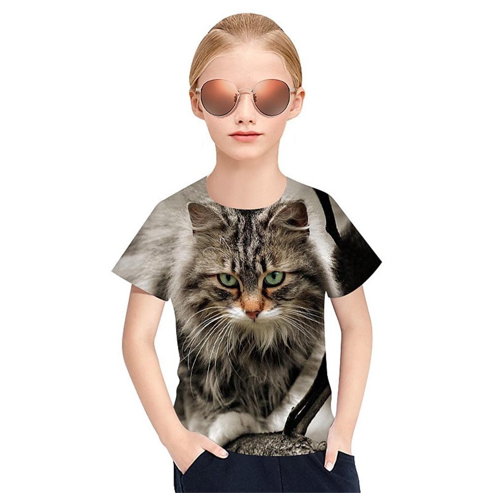 Animal Horse 3d Printed Fun Girls' T-Shirt Children's Clothing Top Tee Baby Girl T-Shirt Summer Casual Short Sleeve