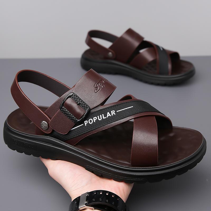 

Fashion Summer Business Men Sandals American Casual Breathable Driving Travel Beach Sandals British Social Sandals Men Sizes 38-48 48 коричневый