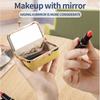 Avec Miroir de Maquillage Sac à Bijoux en Cuir Portable Fermeture Baiser Porte-Monnaie Sac à Maquillage Rangement pour Bijoux