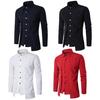 Camicia da uomo autunno primavera finto colletto alla coreana in due pezzi bavero manica lunga cardigan monopetto slim fit top formale da lavoro di media lunghezza
