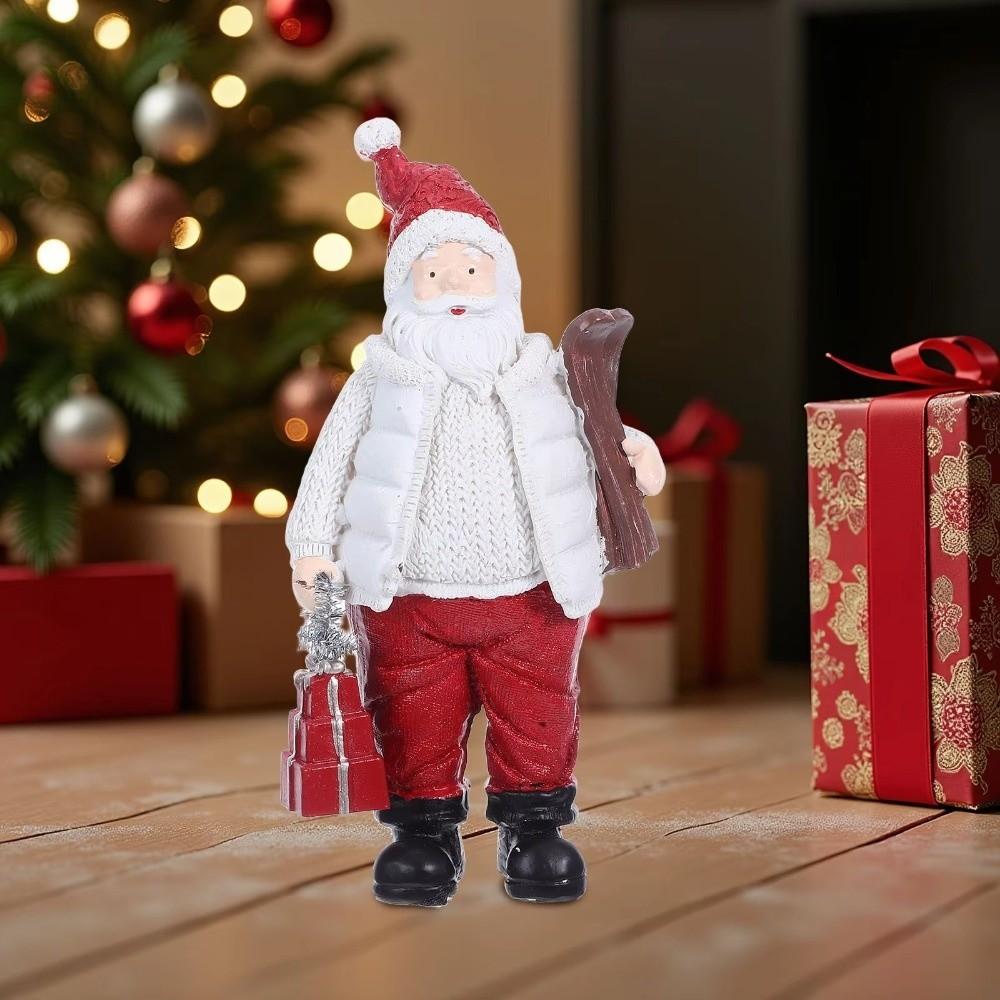 Resin Christmas Figurine Standing Holiday Santa Statue Santa Claus Ornaments  Home Decor