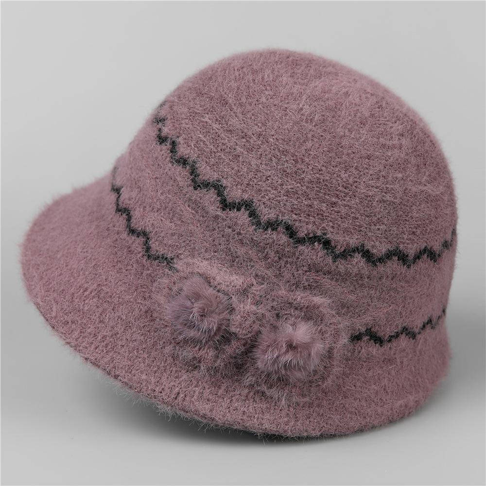 Mom Wool Knitted Basin Hat Bucket Hat Ladies Season Outdoor Warm Foreign Style Hat