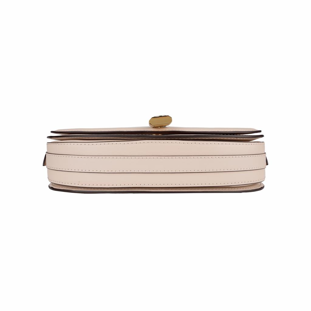 Michael Kors MK Mila Metal Logo Lock Stripe Shoulder Strap Leather Crossbody Bag Medium Women crossbody bag Nude-Pink 30S3GIMM8L-187