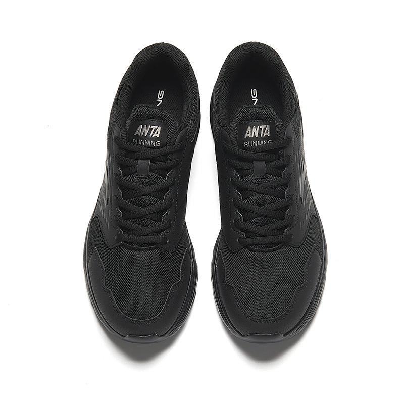 Anta Schwarze Laufschuhe Bequem Vielseitig Stoff Synthetisches Leder Stoßdämpfung Rutschfest Gleichgewicht Leichtgewicht Niedrig geschnitten 912355592-11