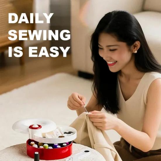 Rotating Magnetic Sewing Kit 360-Degree Rotatable Magnetic Sewing Box Multi-Layered Kit for Home Organizer Portable Sewing